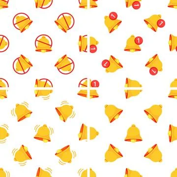 Seamless pattern with notification bells ringing and notification bells silenced イラスト素材