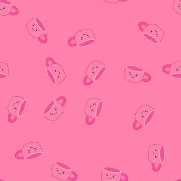 Seamless pattern novelty kawaii mug cartoon vector Stock Illustration