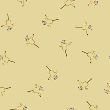 Seamless pattern november scarecrow cartoon vector Illustrazione stock