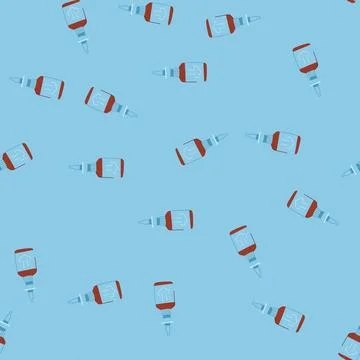 Seamless pattern nozzle nasal spray bottle cartoon vector Stock Illustration