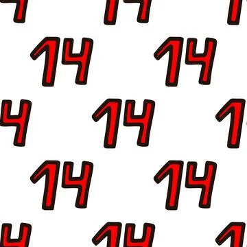 Seamless pattern with the number 14 . Vector illustration Illustrazione stock
