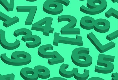 Seamless pattern numbers in 3D green Stock Illustration