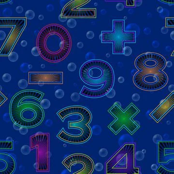Seamless Pattern, Numbers Stock Illustration