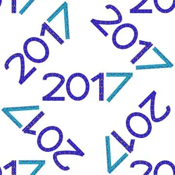 Seamless pattern with numbers of year 2017 on white background Stock Illustration