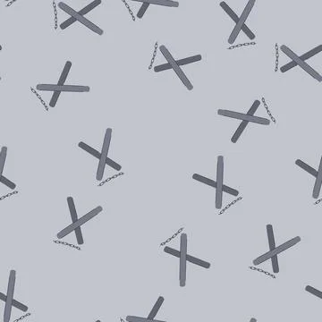 Seamless pattern nunchaku cross icon representing martial arts weapon trainin 스톡 일러스트