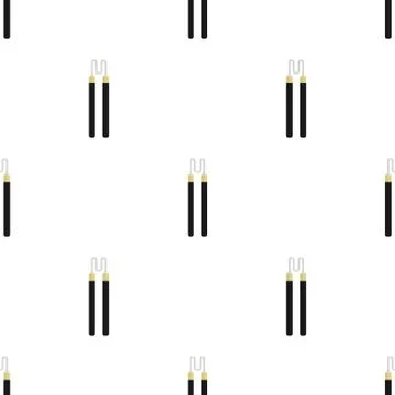 Seamless pattern with nunchaku weapon. Ninja weapon. Samurai equipment. Vector. Illustrazione stock