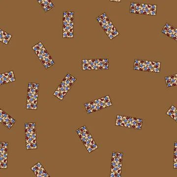 Seamless pattern nuts granola bar cartoon vector イラスト素材