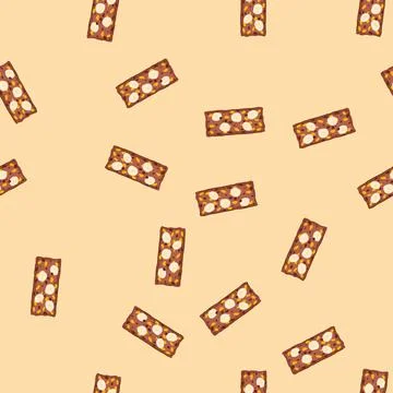 Seamless pattern nuts granola bar cartoon vector イラスト素材