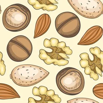 Seamless pattern with nuts Stock Illustration