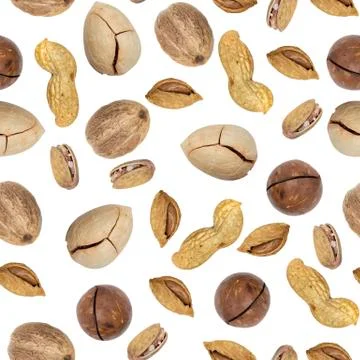 Seamless pattern. Nuts on a white background. Foto stock