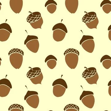 Seamless pattern with oak acorns. Vector color texture in flat style. Concept Stock Illustration