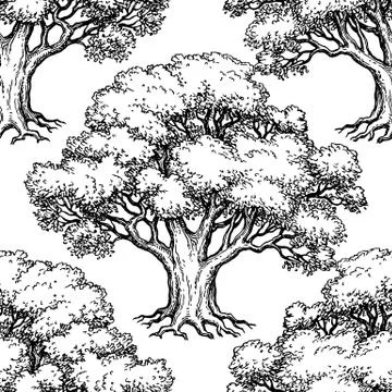 Seamless pattern with oak Stock Illustration
