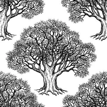 Seamless pattern with oak Stock Illustration