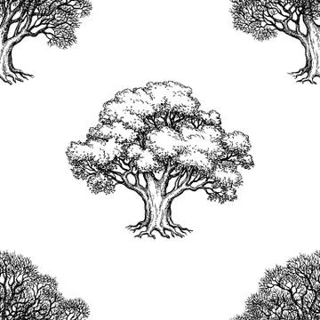 Seamless pattern with oak Stock Illustration