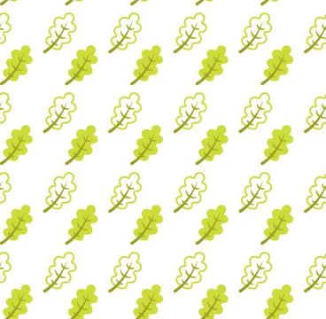 Seamless pattern with oak leafs and spring oak leaves in Green, Yellow. Perfect Stock Illustration