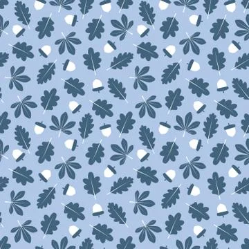 Seamless pattern with oak leaves and acorns Stock Illustration