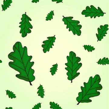 Seamless pattern with oak leaves on a beautiful background. Stock Illustration