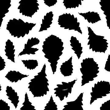 Seamless pattern Oak leaves collection. nature scandinavian style background. Stock Illustration