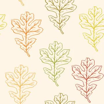 Seamless pattern with oak leaves 스톡 일러스트