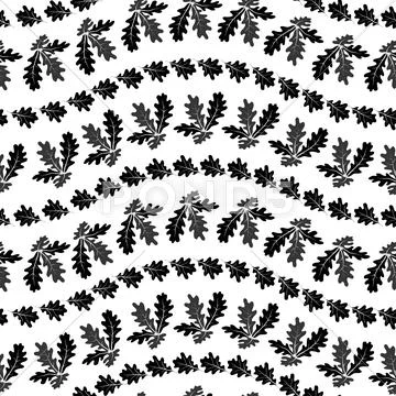 Seamless pattern, oak leaves silhouettes Stock Illustration