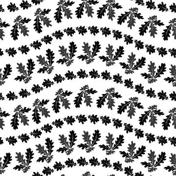 Seamless pattern, oak leaves silhouettes Stock Illustration