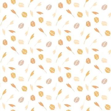Seamless pattern with oat flakes on white background. Cereal plants, agriculture Stock Illustration