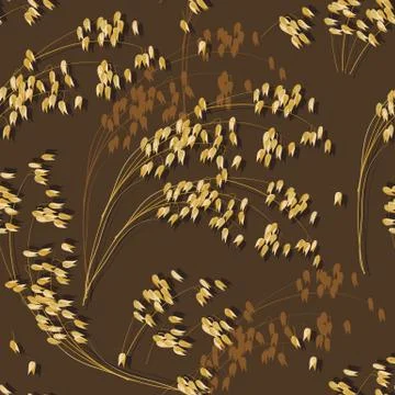 Seamless pattern of Oats spikelet, stems and branches. Vector illustration. Stock-Illustration