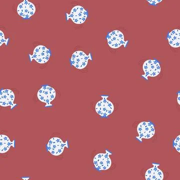 Seamless pattern object antique vase cartoon vector Stock Illustration