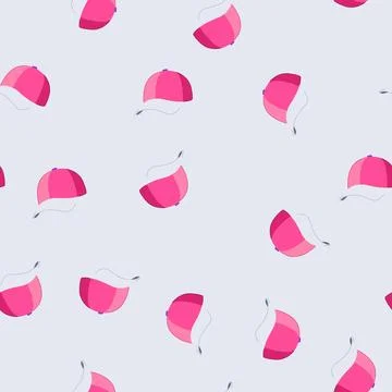 Seamless pattern object baseball cap cartoon vector Stockillustratie