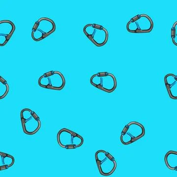 Seamless pattern object carabiner clip cartoon vector Stock Illustration