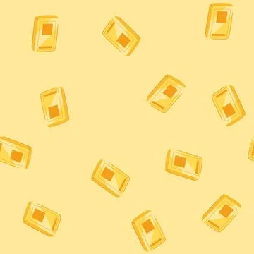 Seamless pattern object gold bar cartoon vector Illustrazione stock