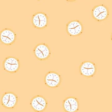 Seamless pattern object wall clock cartoon vector Stock Illustration