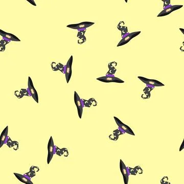 Seamless pattern object wizard hat cartoon vector Stock Illustration