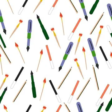Seamless pattern with objects used to write Stock Illustration