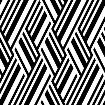 Seamless pattern with oblique black and white bands (3), modern stylish image. 스톡 일러스트