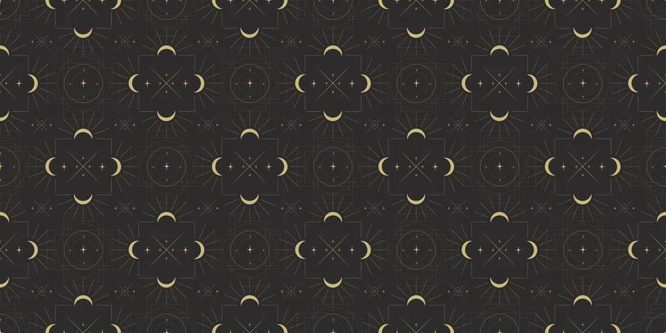 Seamless pattern of occultism, magic, and tarot 스톡 일러스트
