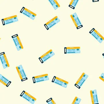 Seamless pattern ocean cruise ship ticket cartoon vector イラスト素材