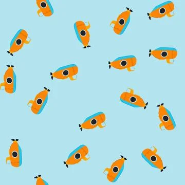 Seamless pattern ocean submarine cartoon vector 스톡 일러스트