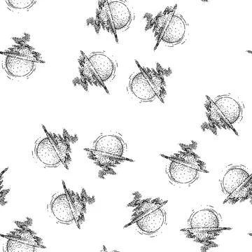 Seamless pattern ocean sunset sea sketch hand drawn Illustrazione stock