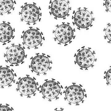 Seamless pattern ocean virus sketch hand drawn Stock Illustration