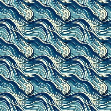 Seamless pattern of ocean waves, background illustration. 스톡 일러스트