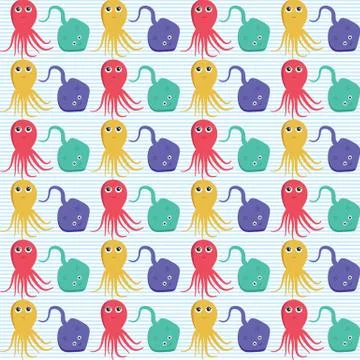 Seamless pattern with octopus and ramp. Easy editable. Stock-Illustration