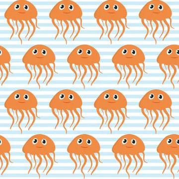 Seamless pattern with octopus and ramp. Easy editable. Illustrazione stock