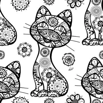 Seamless pattern od cats 스톡 일러스트