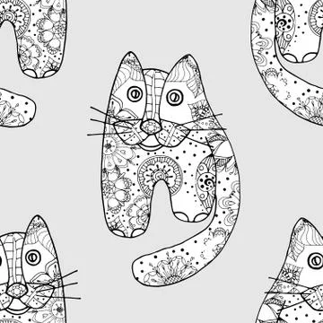 Seamless pattern od cats Illustrazione stock