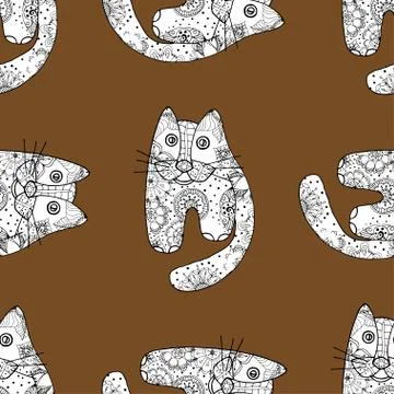 Seamless pattern od cats Illustrazione stock