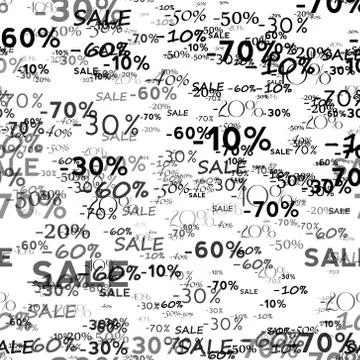 Seamless pattern with offers, discount and sale for advertising bags, flyers, Stock Illustration
