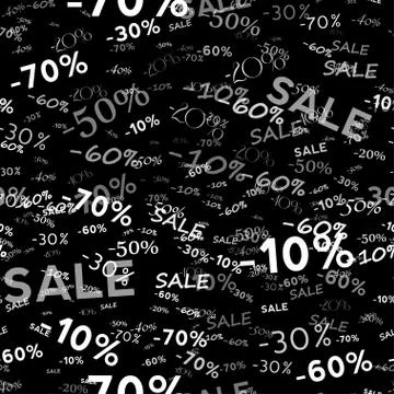 Seamless pattern with offers, discount and sale for advertising bags, flyers, Stock-Illustration