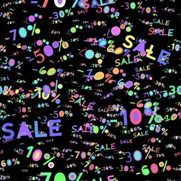 Seamless pattern with offers, discount and sale for advertising bags, flyers, Stock-Illustration