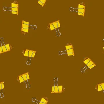 Seamless pattern office binder clip cartoon vector color Stock Illustration